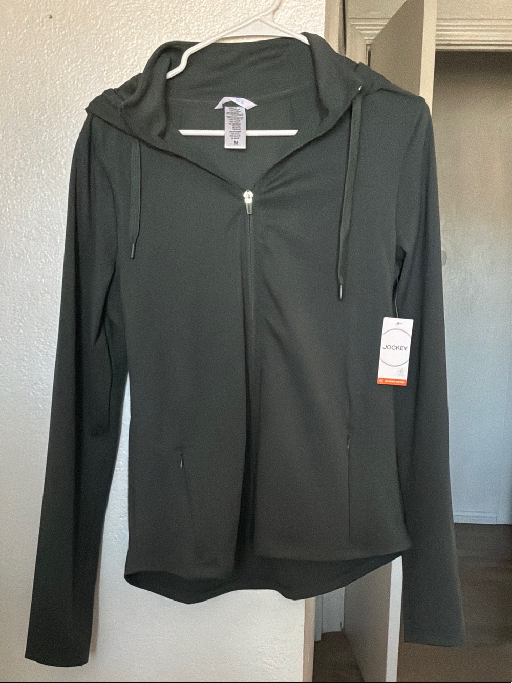 Jockey Olive Green Full Zip Activewear Hoodie Jacket - Size M